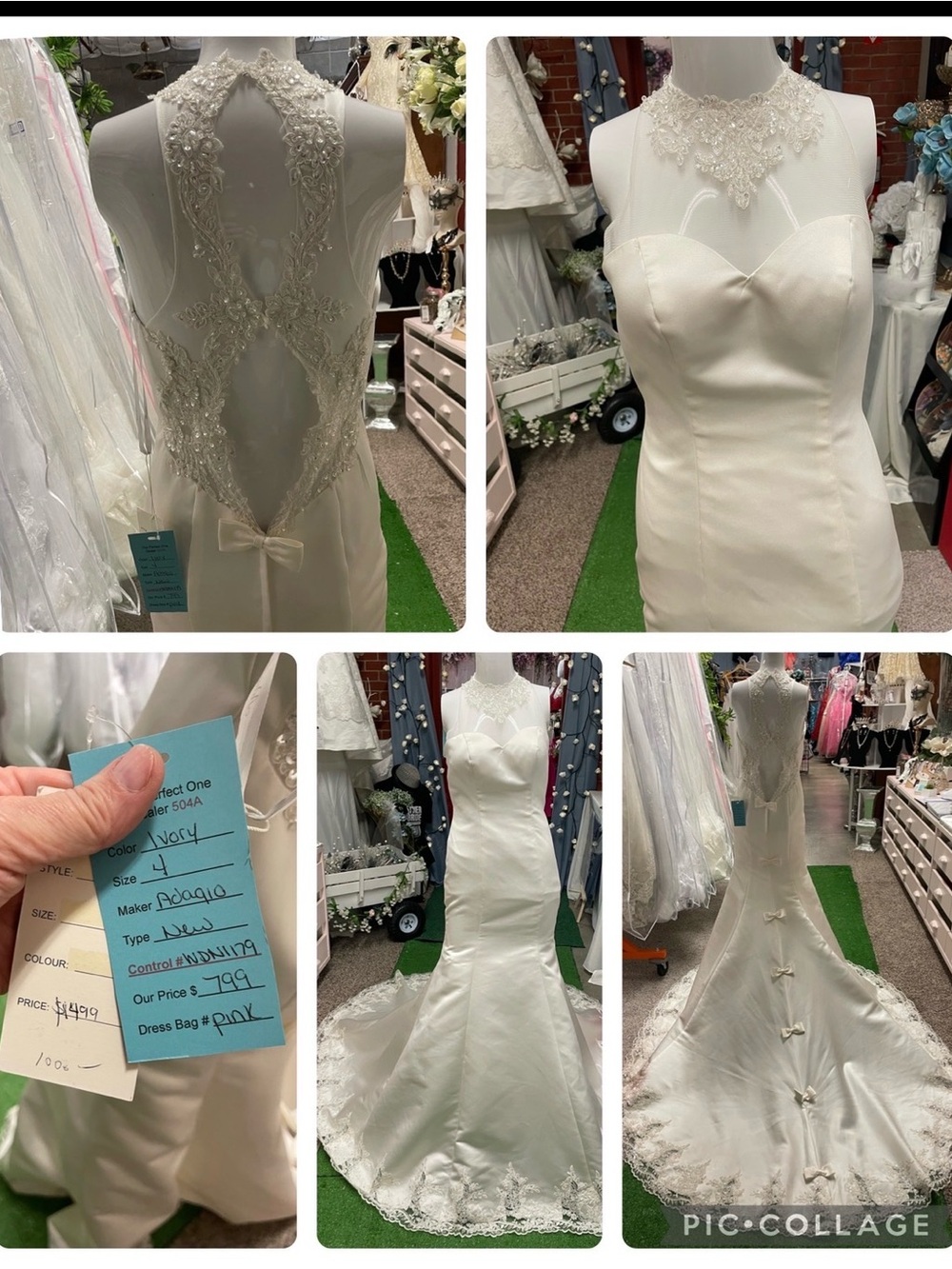 Ivory Lace-Back Mermaid Wedding Dress with High Neck Detail